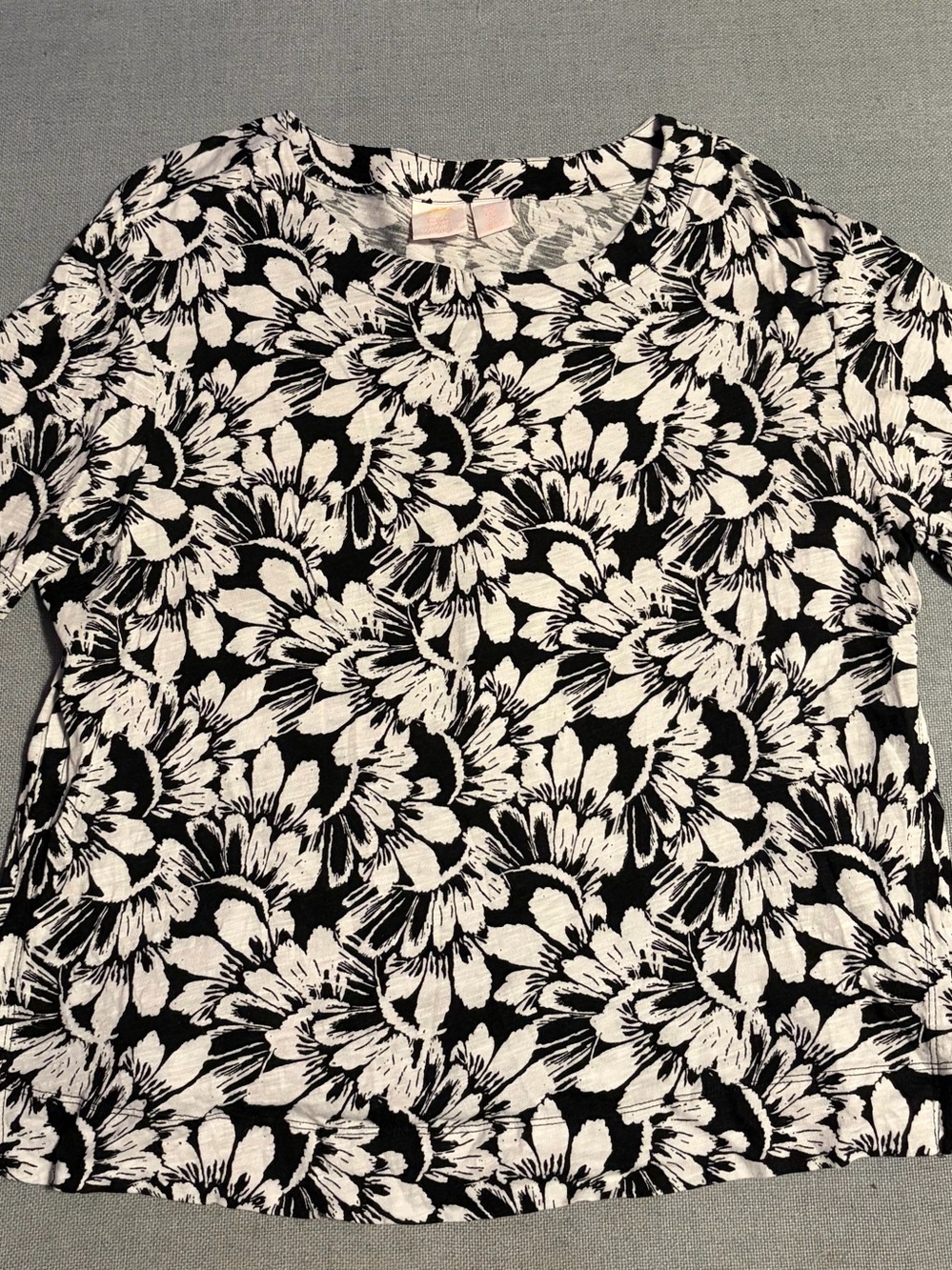 C&C California Black and White Floral Crewneck Tee